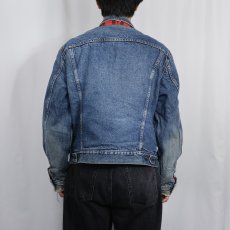 画像3: 80's Levi's 70411 USA製 チェック柄ライナー デニムジャケット L (3)