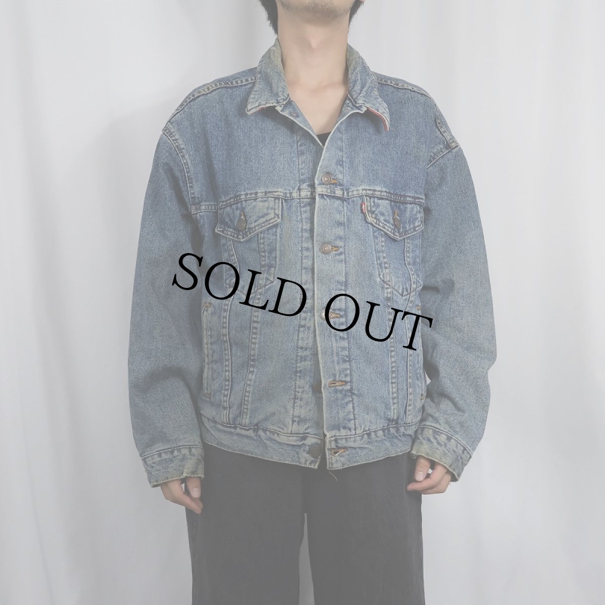 画像2: 90's Levi's 70417 USA製 チェック柄ライナー デニムジャケット L (2)