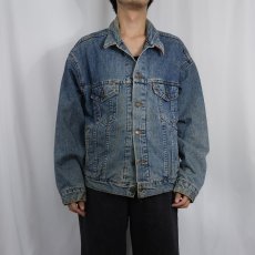 画像2: 90's Levi's 70417 USA製 チェック柄ライナー デニムジャケット L (2)
