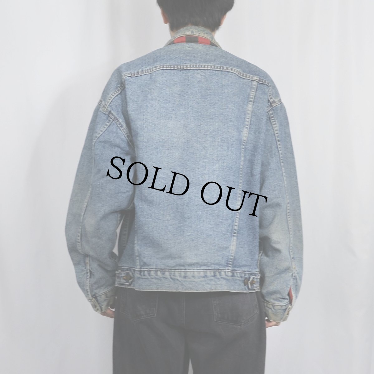 画像3: 90's Levi's 70417 USA製 チェック柄ライナー デニムジャケット L (3)
