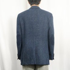 画像3: CELTIC TWEED エルボーパッチ付き カラーネップ混 ウールツイードジャケット NAVY SIZE44 (3)
