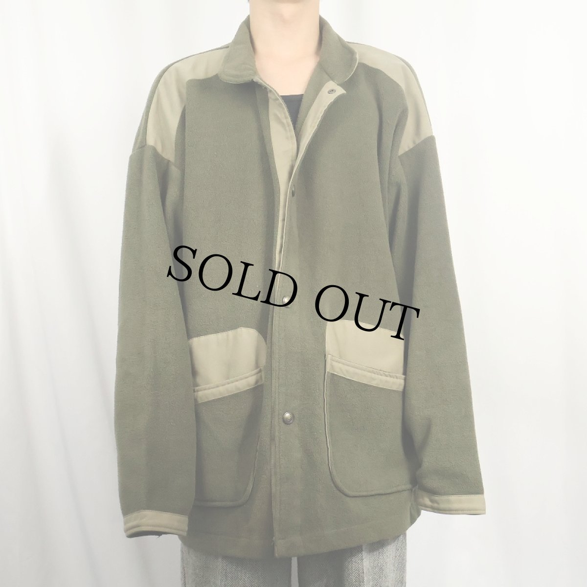 画像2: 切り替えデザイン フリースジャケット XXL (2)