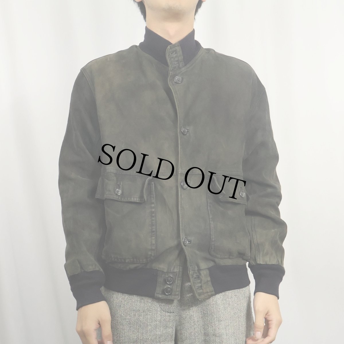 画像4: "A-1 TYPE" スエードレザージャケット BLACK SIZE58 (4)