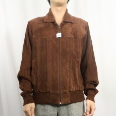 画像2: 80's〜 Chartwell ニット切り替え スエードレザージャケット L (2)
