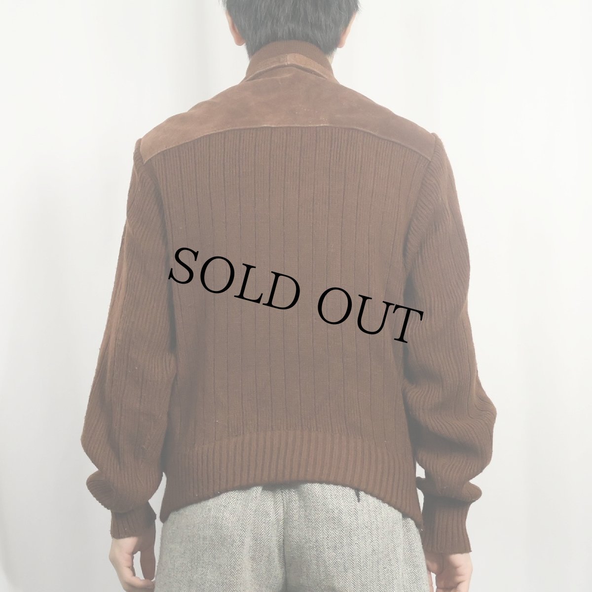 画像3: 80's〜 Chartwell ニット切り替え スエードレザージャケット L (3)