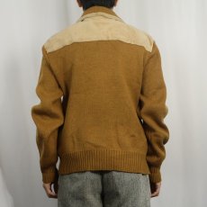 画像3: 80's〜 SILTON ニット切り替え スエードレザージャケット XL (3)