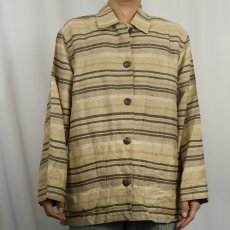 画像2: CHICO'S DESIGN マルチボーダー柄 シルクシャツジャケット SIZE1 (2)