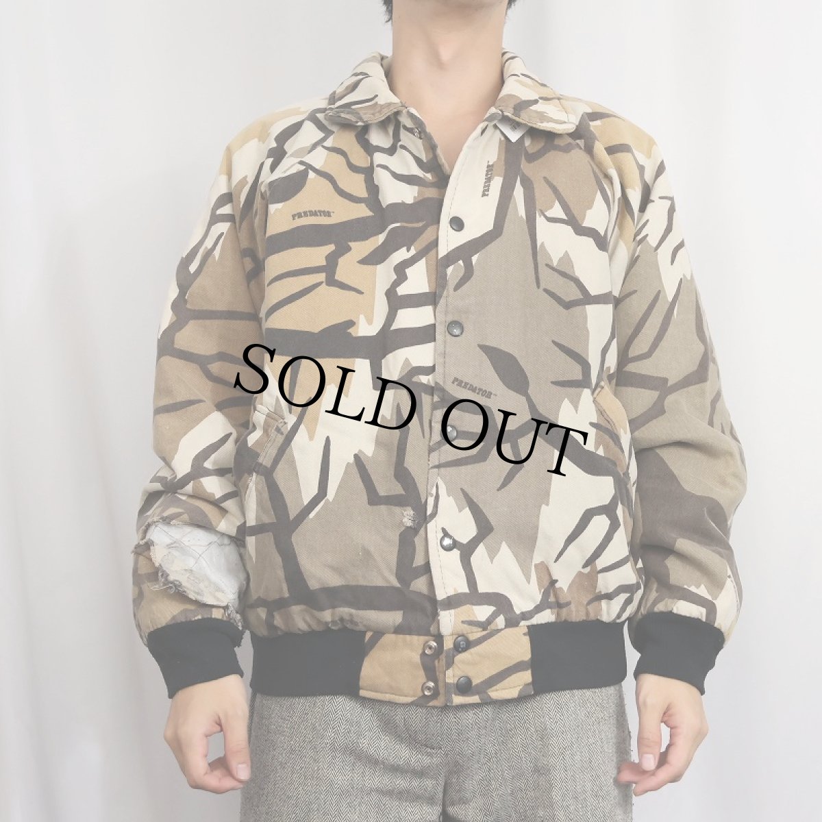 画像2: 90's PREDATOR CAMOUFLAGE USA製 プレデターカモ柄 キルティングライナー コットンジャケット L (2)