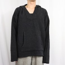 画像2: カラーネップ混 コットンメキシカンパーカー BLACK (2)