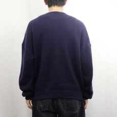 画像3: 70's CHEMISE LACOSTE FRANCE製 ロゴ刺繍 Vネック アクリルニットセーター NAVY SIZE5 (3)