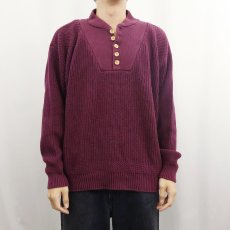 画像2: 80〜90's Eddie Bauer ヘンリーネック コットンニットセーター M (2)