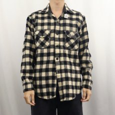 画像2: 80's Woolrich USA製 ブロックチェック柄 ウールシャツ L (2)
