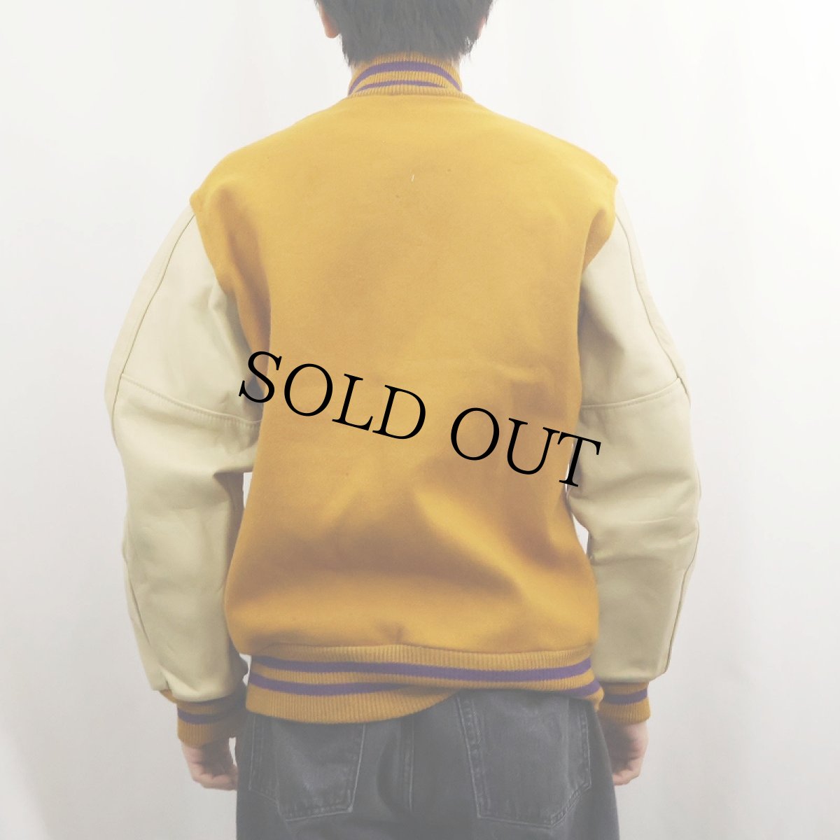 画像3: 〜70's ワッペン付き ウール×レザー スタジャン (3)