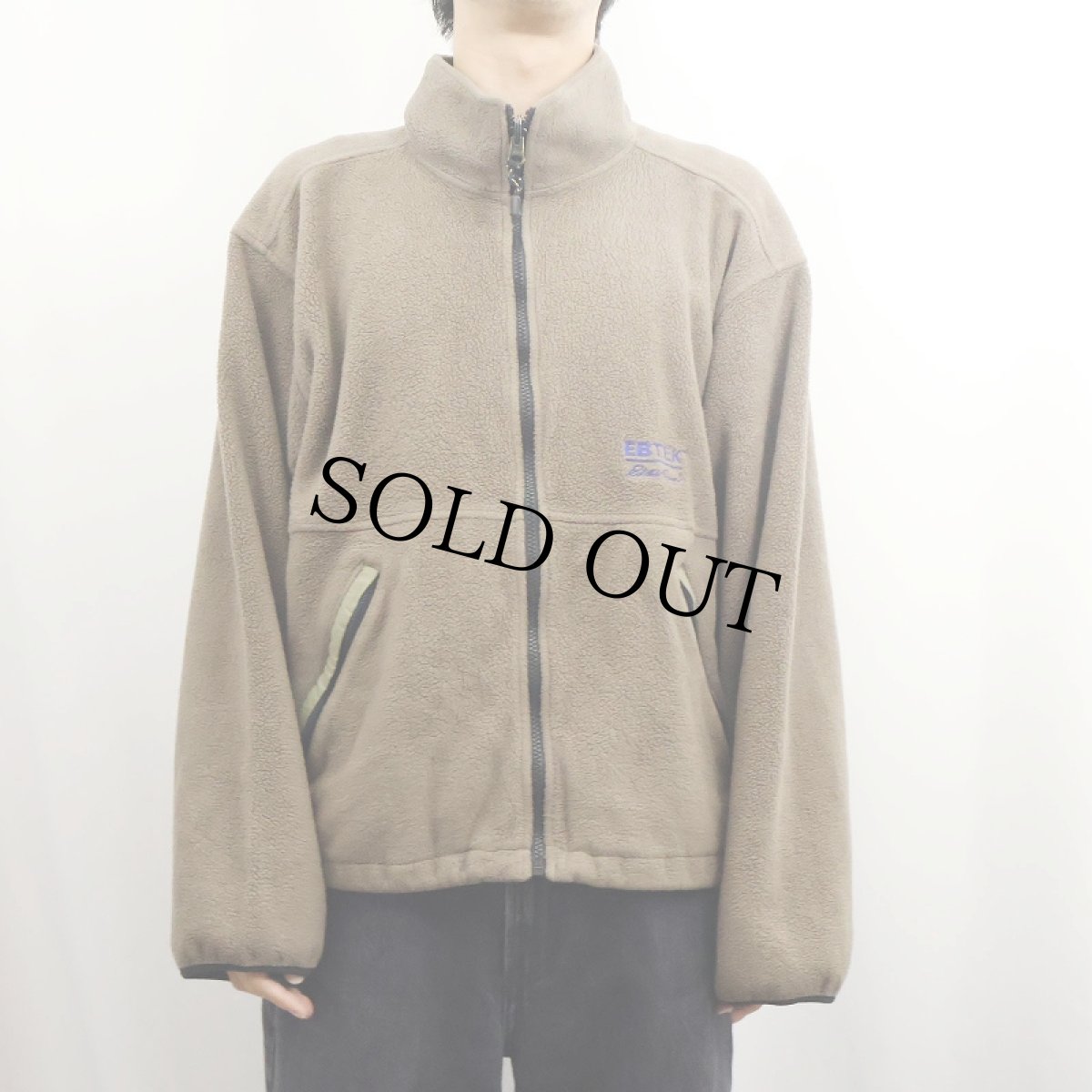 画像2: 90's Eddie Bauer EBTEK USA製 ロゴ刺繍 フリースジップジャケット M (2)