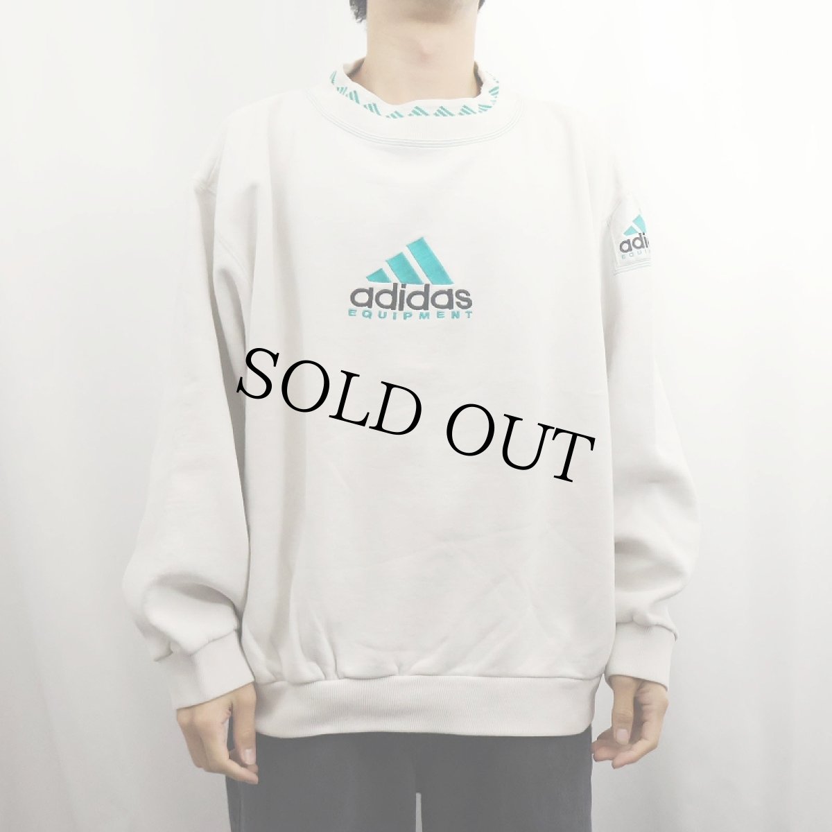 画像2: 90's adidas EQUIPMENT ロゴ刺繍 モックネックスウェット L (2)