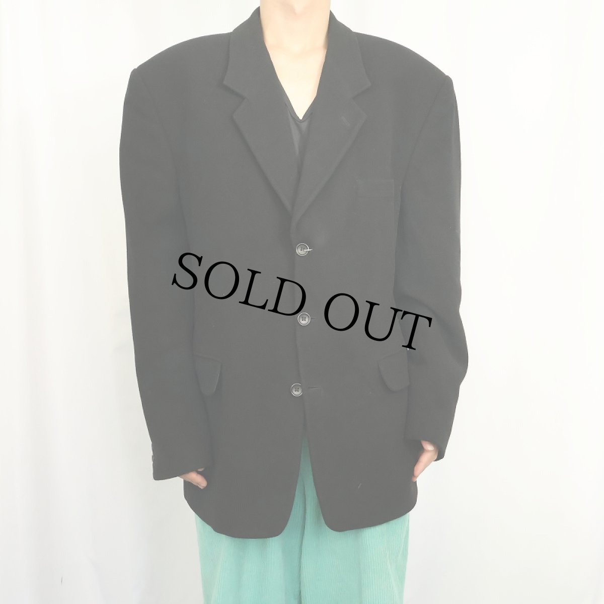 画像2: ウールカシミアテーラードジャケット BLACK (2)