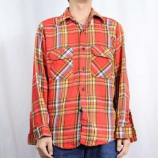 画像2: 70's チェック柄 ヘビーネルシャツ (2)