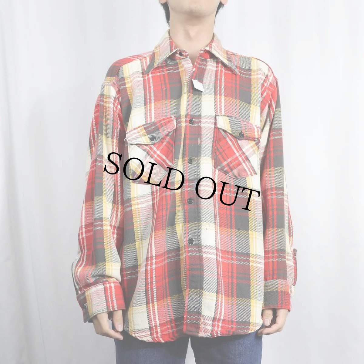 画像2: 70's チェック柄 ヘビーネルシャツ (2)