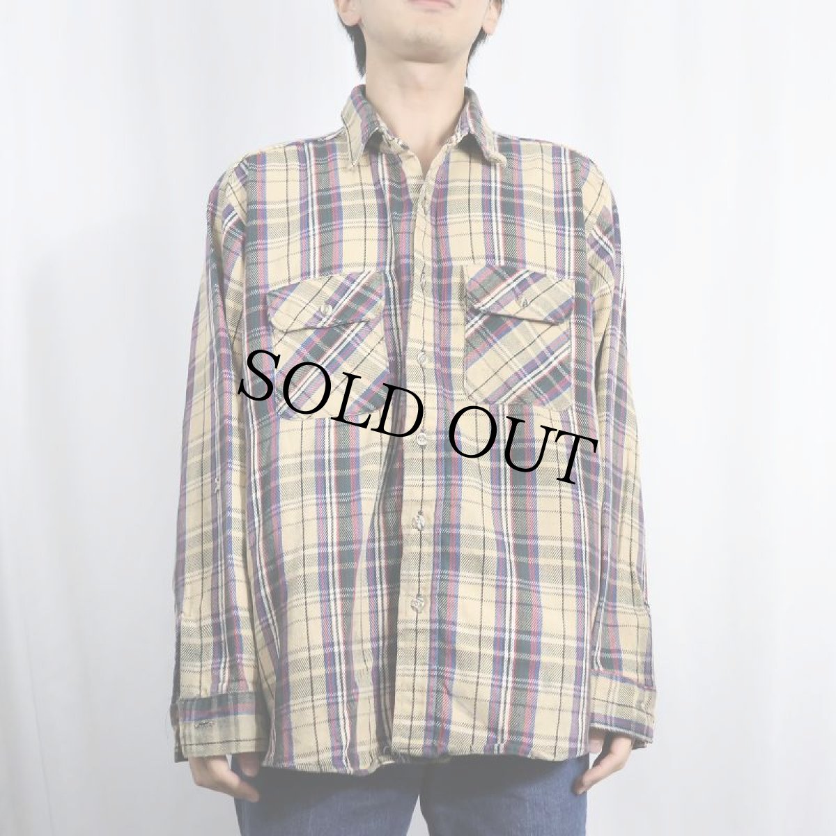 画像2: 90's FIVR BROTHER チェック柄 ヘビーネルシャツ XL (2)