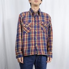 画像2: 70's Levi's チェック柄 ヘビーネルシャツ NAVY (2)