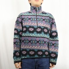画像2: 90's THE NORTH FACE USA製 ネイティブ柄 ハーフジップフリースプルオーバージャケット M (2)