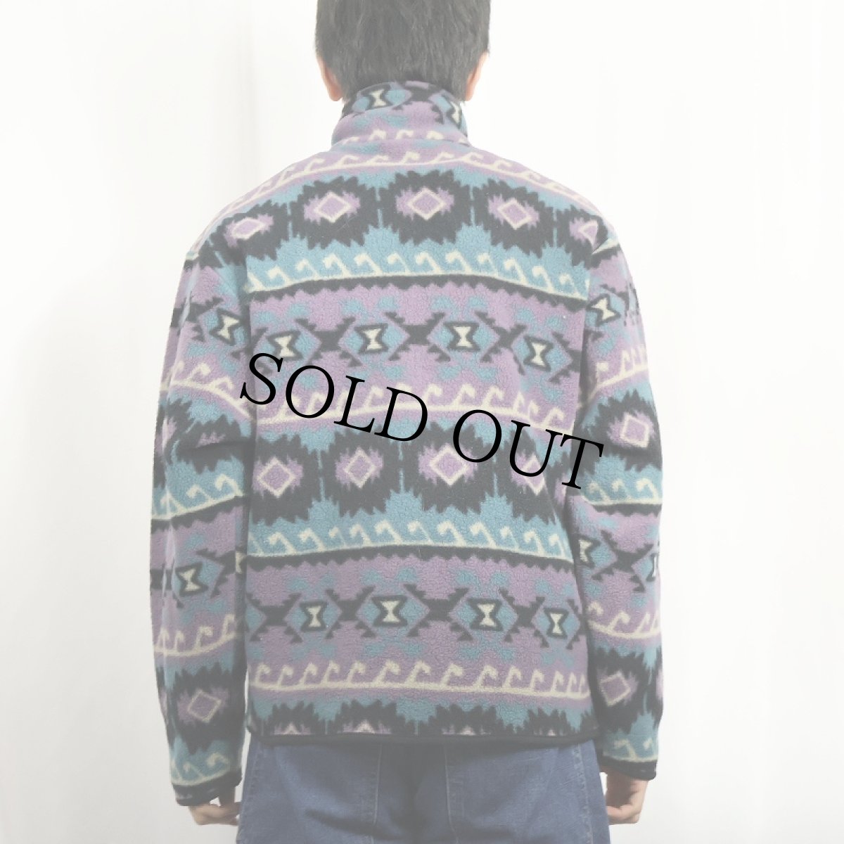 画像3: 90's THE NORTH FACE USA製 ネイティブ柄 ハーフジップフリースプルオーバージャケット M (3)