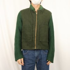 画像4: 70's〜 ニット切り替え ウールジップジャケット (4)