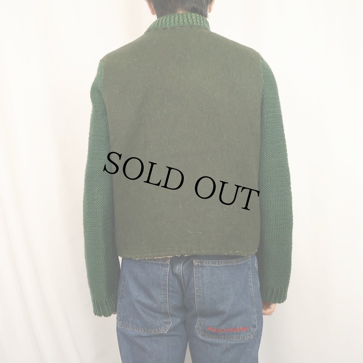 画像5: 70's〜 ニット切り替え ウールジップジャケット (5)