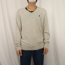 画像2: POLO Ralph Lauren Vネック コットンカシミアニットセーター L (2)