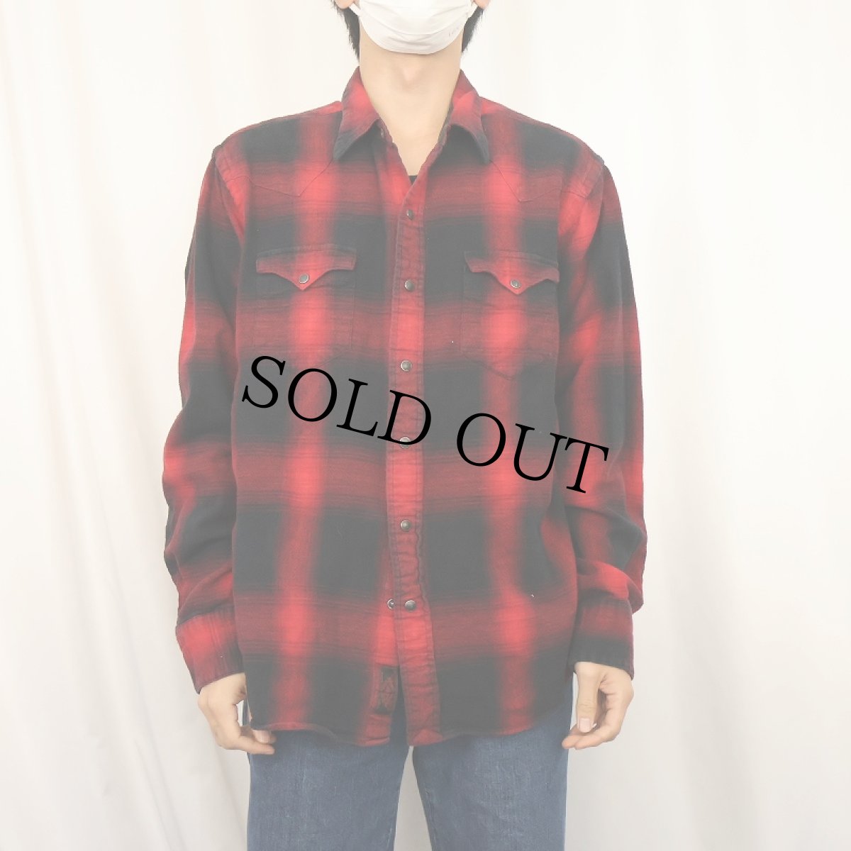 画像2: POLO Ralph Lauren オンブレーチェック柄 コットンウエスタンシャツ XL (2)