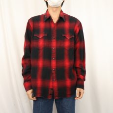 画像2: POLO Ralph Lauren オンブレーチェック柄 コットンウエスタンシャツ XL (2)