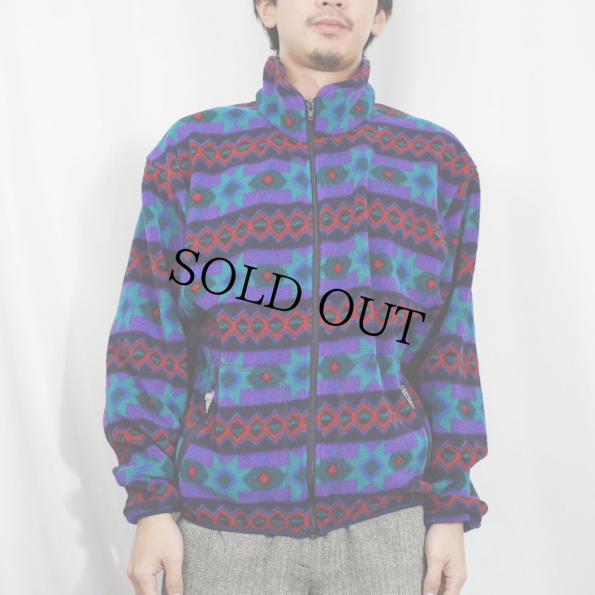 画像2: 90's BLACK DIAMOND USA製 "POLARTEC" ネイティブ柄 フリースジップジャケット M (2)