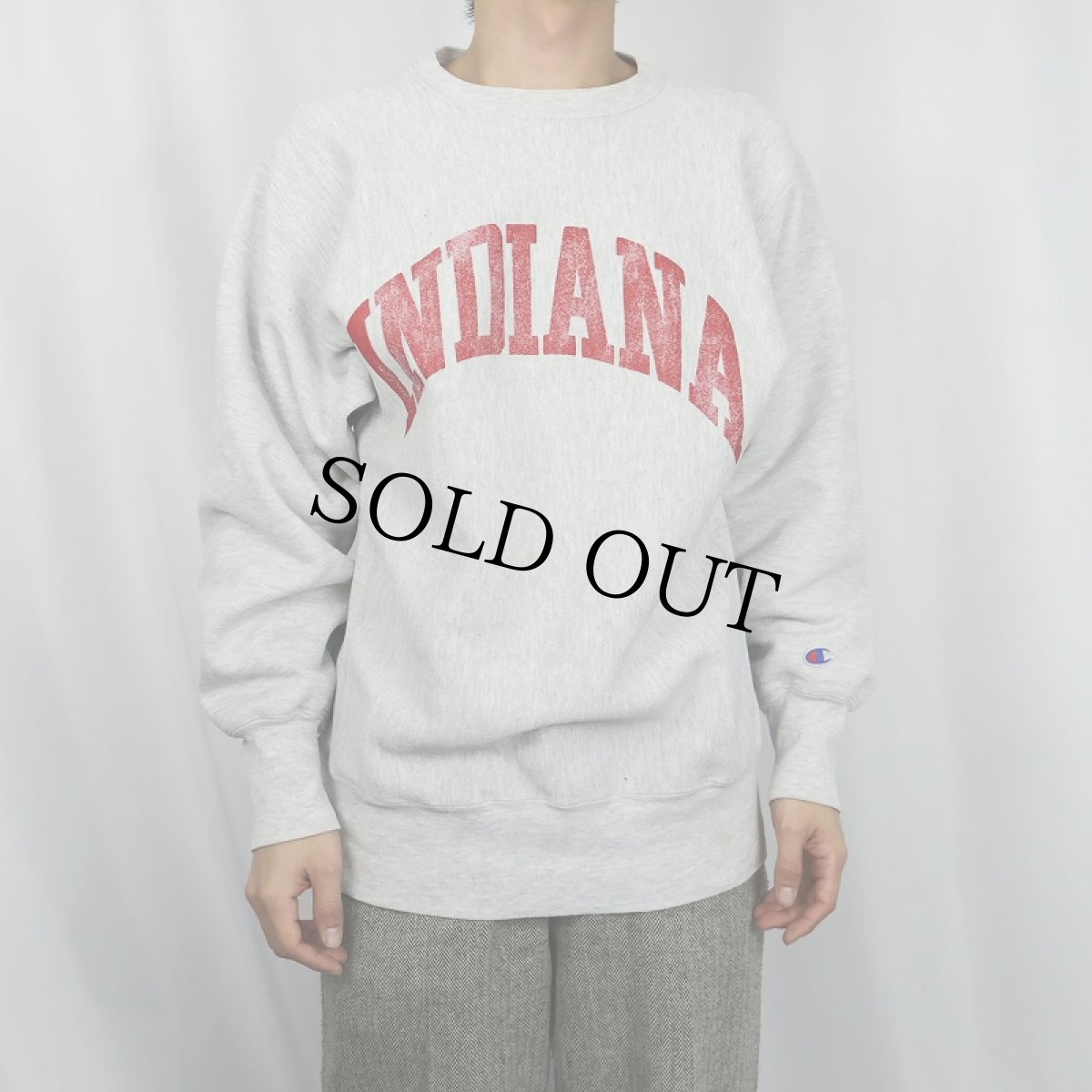 画像2: 90's Champion REVERSE WEAVE USA製 "INDIANA" プリントスウェット XL (2)