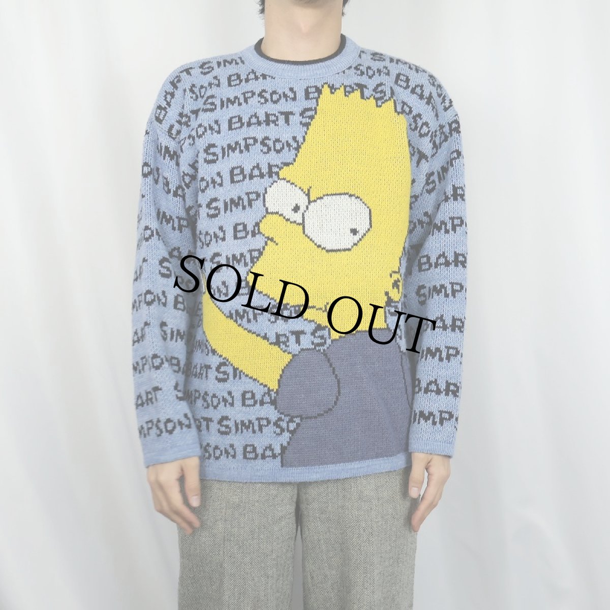 画像2: 【SALE】 2000's the SIMPSONS キャラクター ジャガード ユーロスキーニットセーター M (2)
