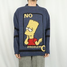 画像2: 90's the SIMPSONS キャラクター ジャガード ユーロスキーニットセーター NAVY L (2)