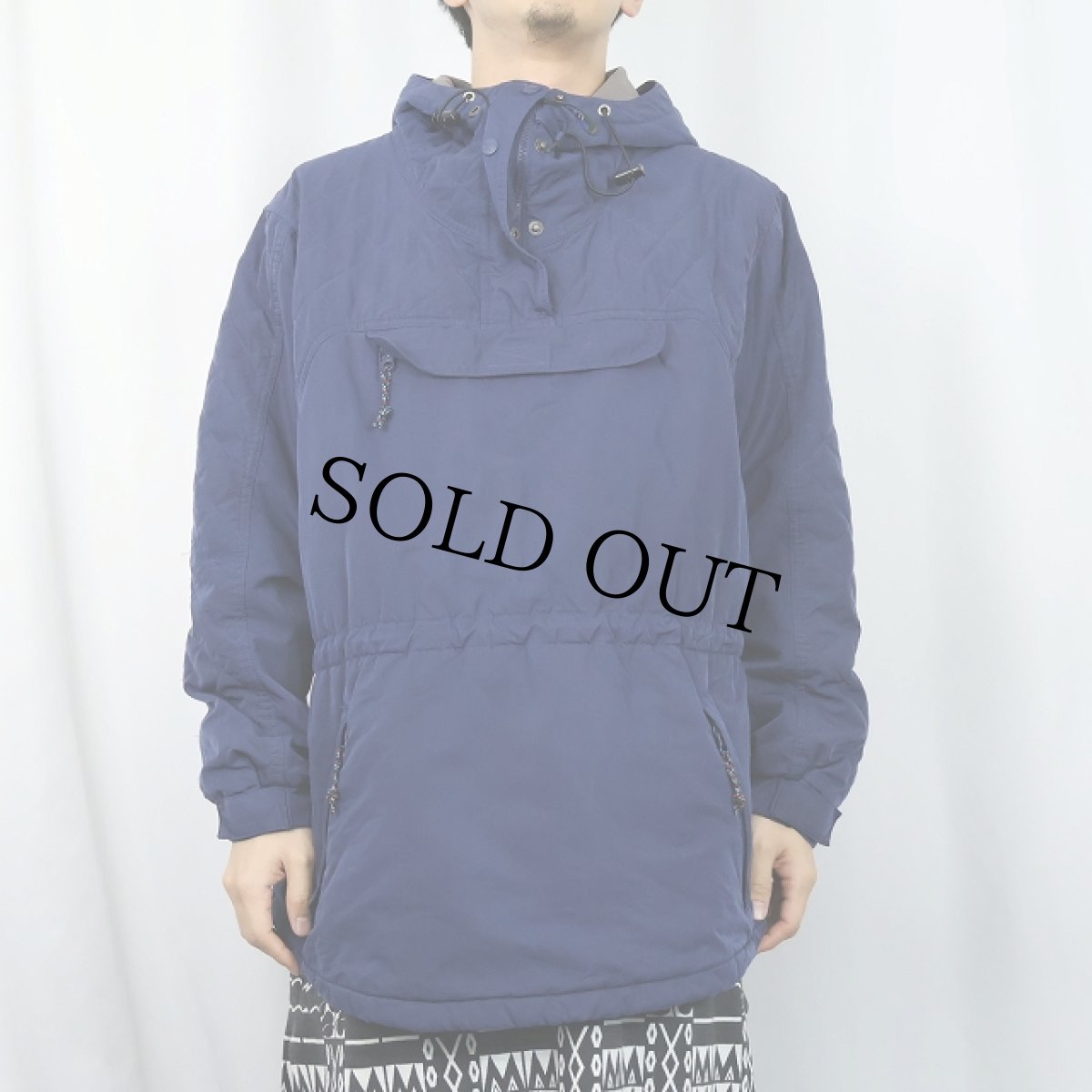 画像2: L.L.Bean 中綿入り ナイロンアノラックパーカー NAVY L (2)