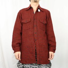 画像2: 70's FROST PROOF 千鳥格子柄 ウールシャツ SIZE15-1/2 (2)