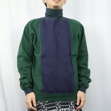 画像2: 90's LANDS' END 切り替えデザイン タートルネックスウェット S (2)