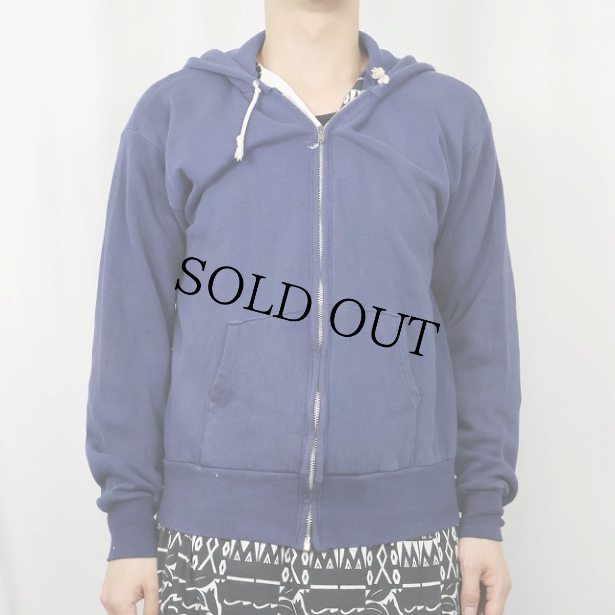 画像2: 70's Healthknit USA製 スウェットジップパーカー NAVY L (2)