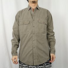 画像2: 80〜90's L.L.Bean USA製 裏地チェック コットンワークシャツ M (2)