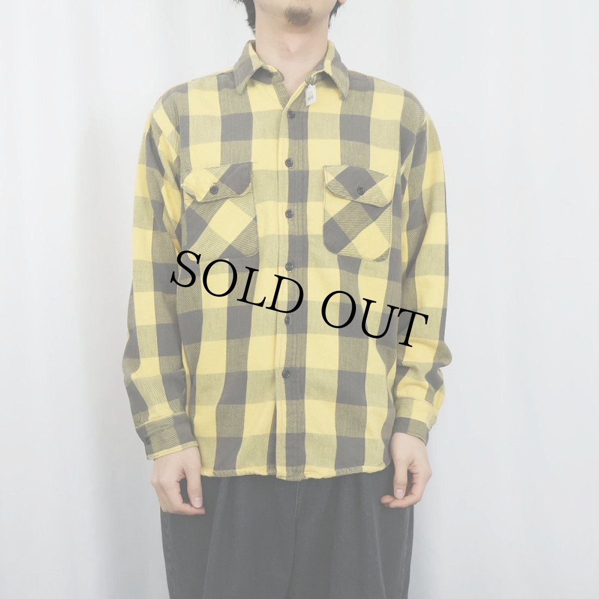 画像2: 70〜80's Trails End ブロックチェック柄 ヘビーネルシャツ L (2)