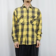 画像2: 70〜80's Trails End ブロックチェック柄 ヘビーネルシャツ L (2)