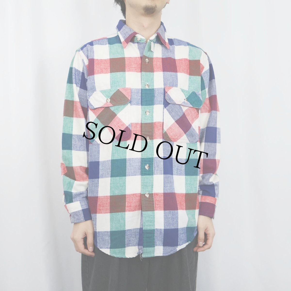 画像2: 90's ST. JOHN'S BAY チェック柄 ヘビーネルシャツ L (2)