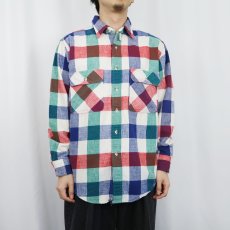 画像2: 90's ST. JOHN'S BAY チェック柄 ヘビーネルシャツ L (2)