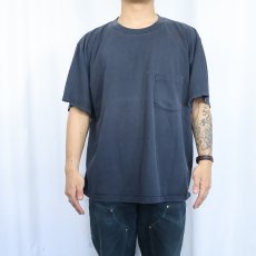 画像2: 90's HONORS USA製 無地 ポケットTシャツ BLACK XL (2)
