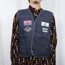 画像3: 70's Sears ROSEBUCKS ワッペン付き バットダイ ボアライナーデニムベスト (3)