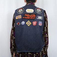 画像4: 70's Sears ROSEBUCKS ワッペン付き バットダイ ボアライナーデニムベスト (4)