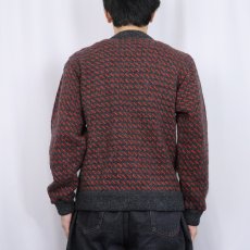画像3: 80's L.L.Bean バーズアイ柄 ウールニットカーディガン S (3)