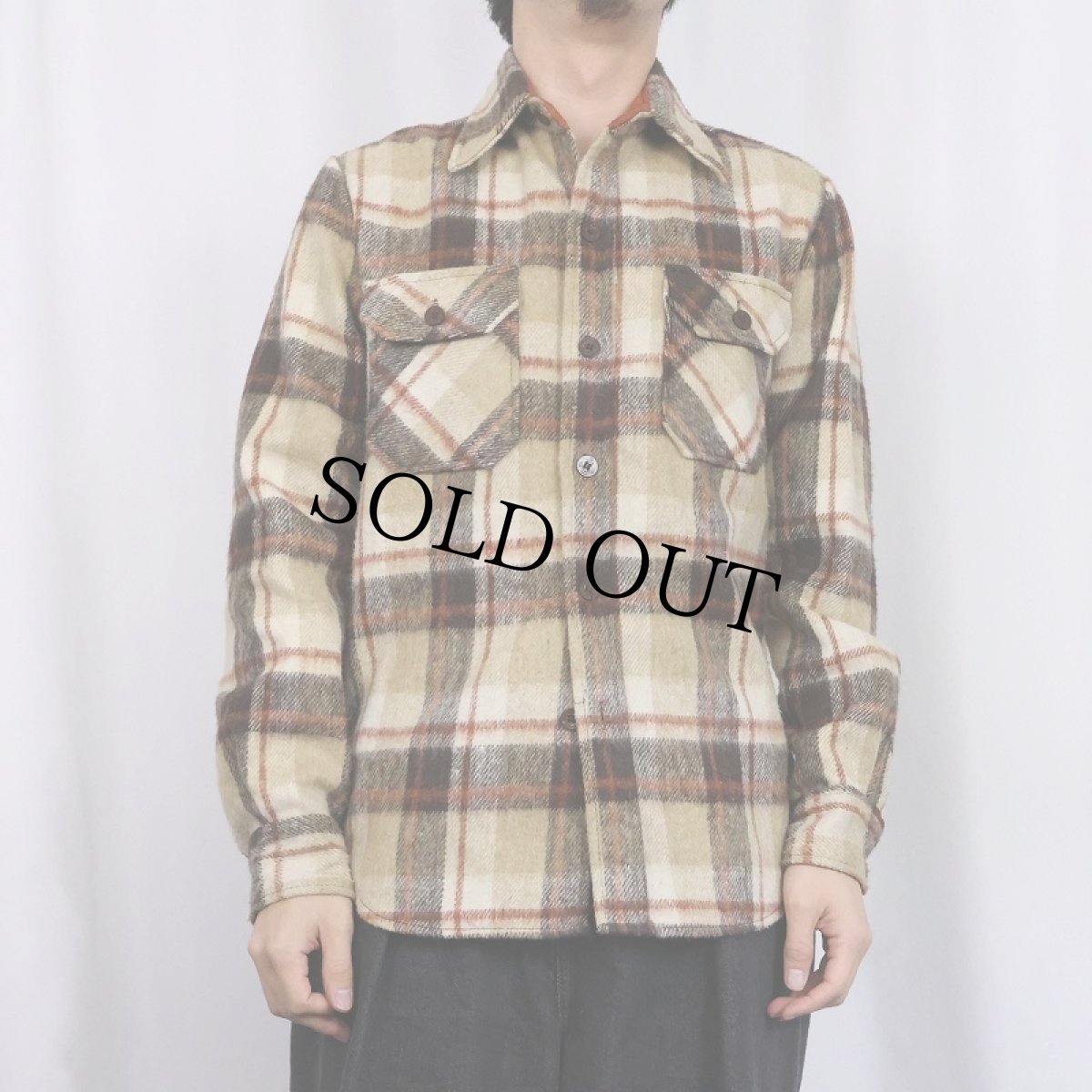 画像2: 70〜80's JCPenney チェック柄 CPOシャツジャケット S (2)