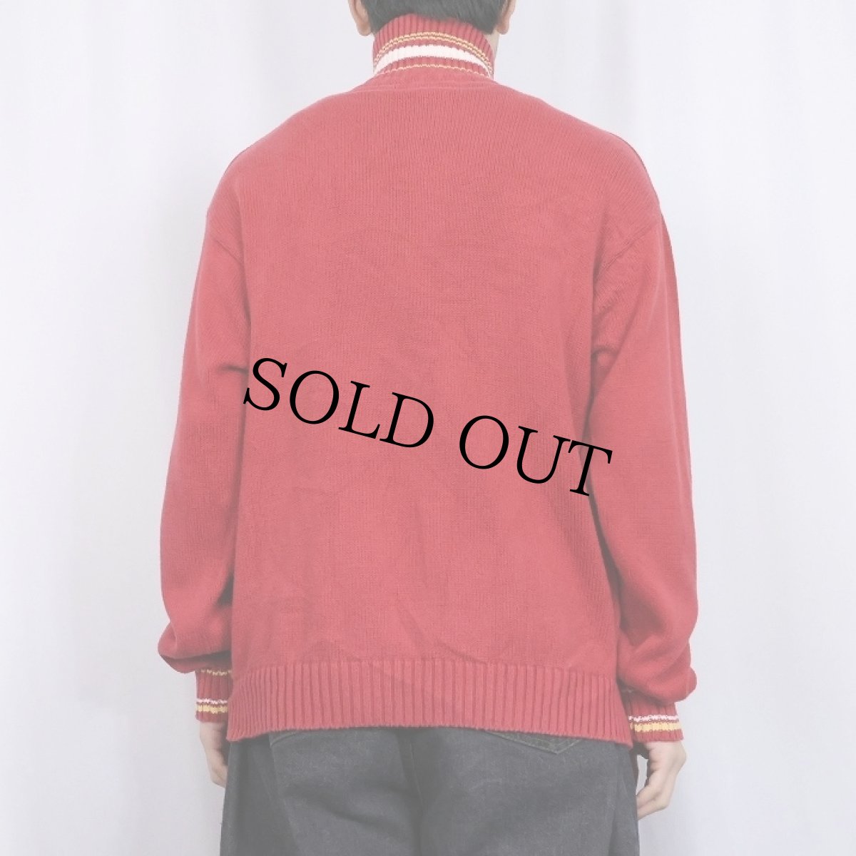 画像3: 90's J.CREW ハーフジップ コットンニットセーター M (3)